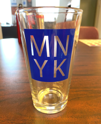 VINTAGE MNYK PINT GLASS: $1 OR 4 FOR $3